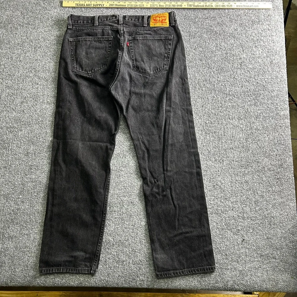 Levi's Jeans Mens Size 38 Black 505 Regular Fit Straight Leg Faded Casual Denim